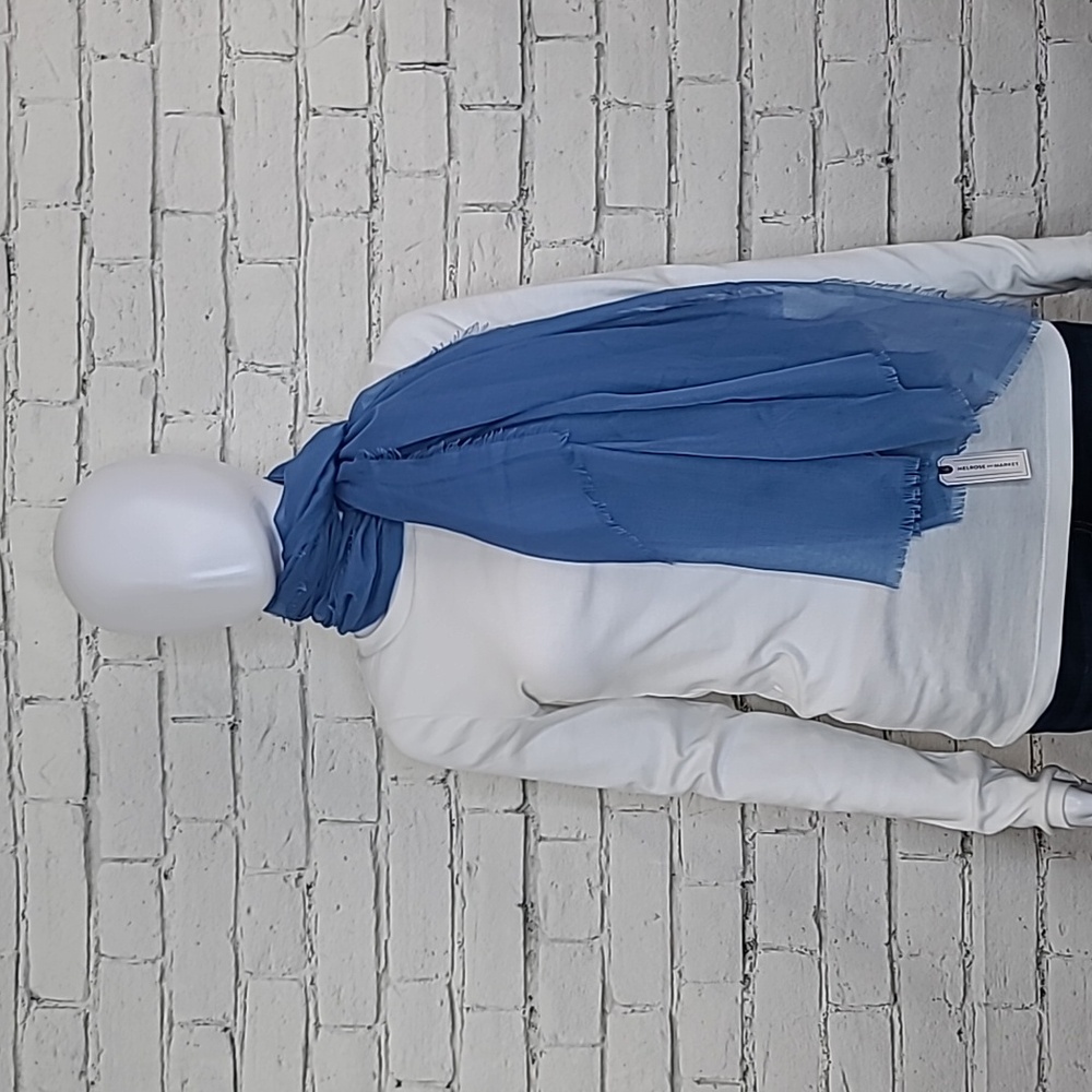 Melrose and Market Sheer Silky Oversized Oblong Polyester Scarf Periwinkle Blue
